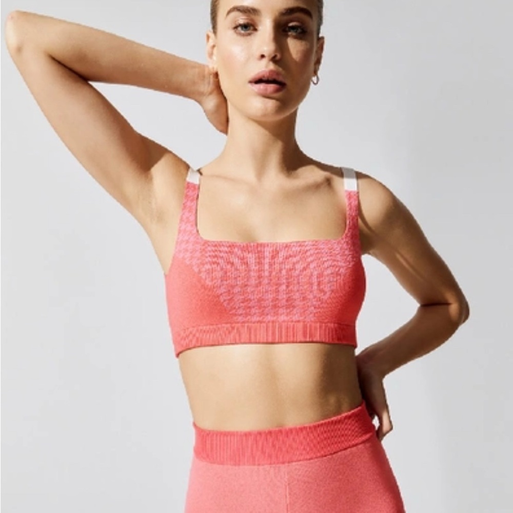 Nagnata Houndstooth color block bralet sports top neon pink XS $190 price firm